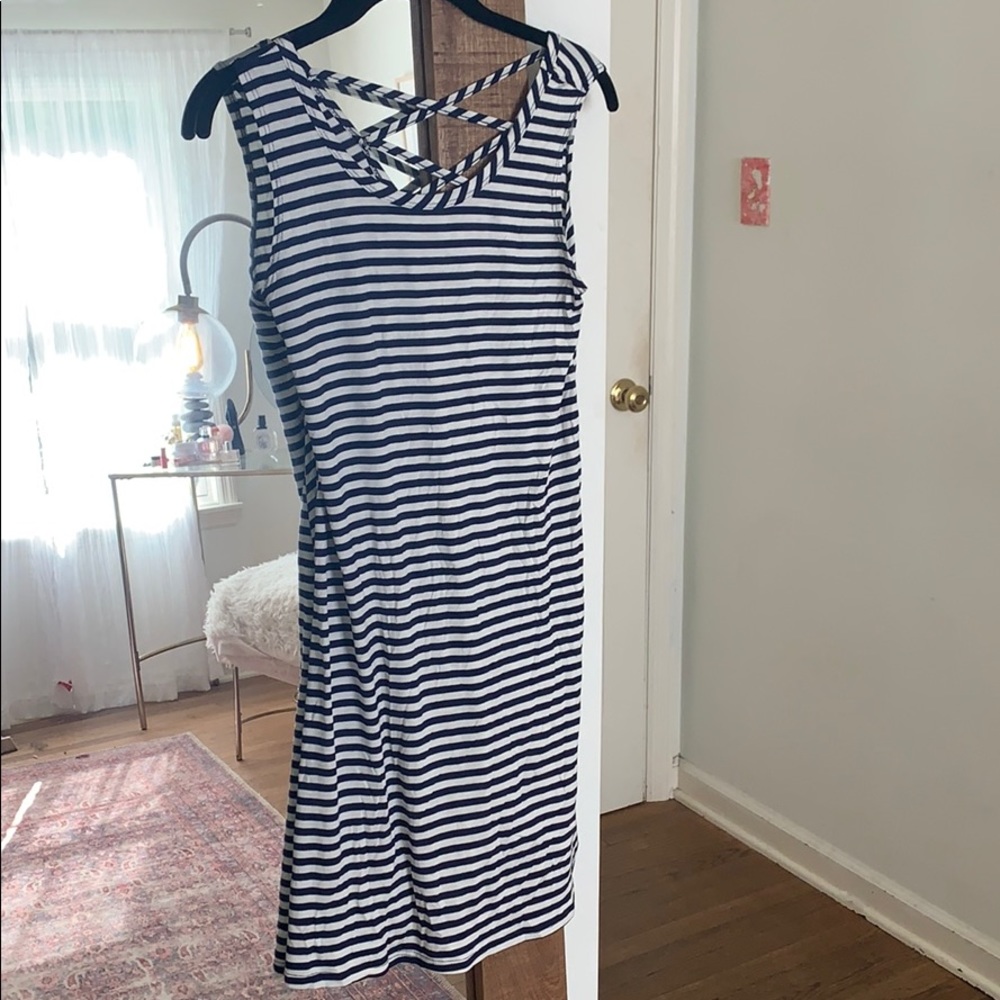 Striped Dress Criss Cross Back